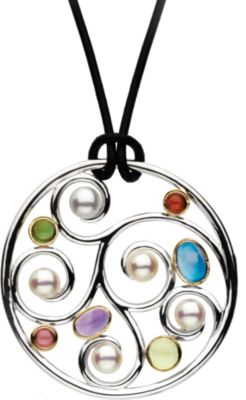 Freshwater Cultured Pearl and Multi-Gemstone Necklace