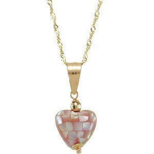 Youth Pink Mother of Pearl Heart 15