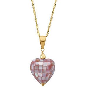 Youth Pink Mother of Pearl Heart 15