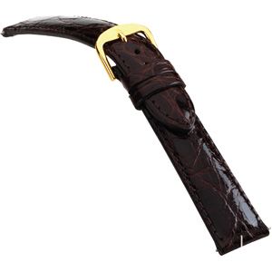 16mm Men's Long Genuine Crocodile Padded Brown Watch Strap