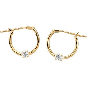 Youth Hoop Click Earrings with CZ