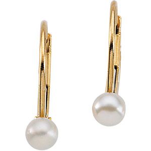 Youth Freshwater Cultured Pearl Leverback Ear