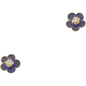 Youth Enamel Flower with CZ Earrings