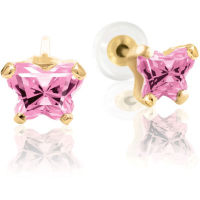 Bfly&reg; CZ Birthstone Youth Earrings with Safety or Threaded Backs