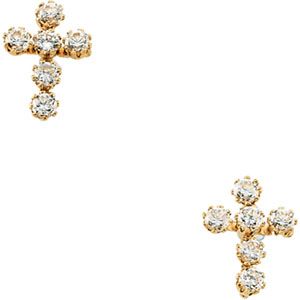 Youth CZ Cross Earrings