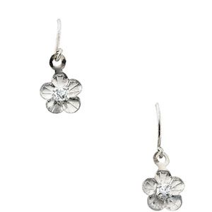 Youth Daisy w/Cz Shepherd Hook Earrings