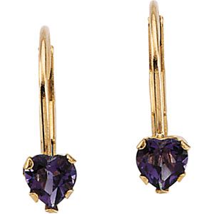 Youth Genuine Amethyst Heart Leverback Earrings