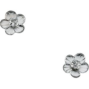 Youth Daisy with CZ Earrings