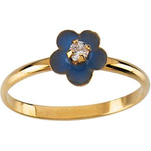 Youth Enamel Flower Ring with CZ