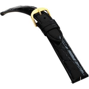 16mm Men's Long Genuine Crocodile EZ-Change Black Watch Strap