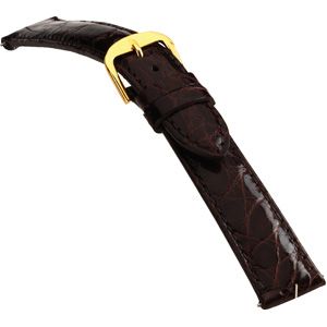 16mm Men's Long Genuine Crocodile EZ-Change Brown Watch Strap