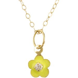 Youth Enamel Flower with CZ Pendant 