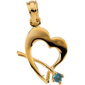 Youth Heart with Genuine Birthstone Pendant