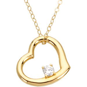 Youth Floating Heart with CZ 16
