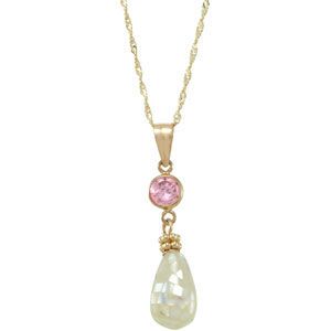 Youth Mother of Pearl and Pink CZ 15