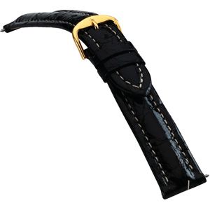 20mm Men's Regular Sport Genuine Crocodile Black Watch Strap