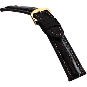 24mm Men's Regular Sport Genuine Crocodile Brown Watch Strap