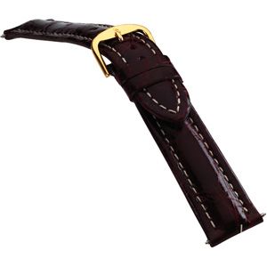24mm Men's Regular Sport Genuine Crocodile Bordeaux Watch Strap