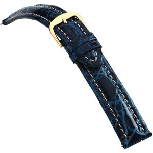 24mm Men's Regular Sport Genuine Crocodile Blue Watch Strap