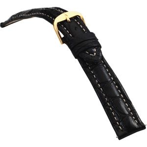 18mm Men's Regular Sport Genuine Crocodile Matte Black Watch Strap