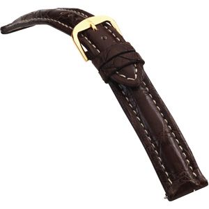 18mm Men's Regular Sport Genuine Crocodile Matte Brown Watch Strap