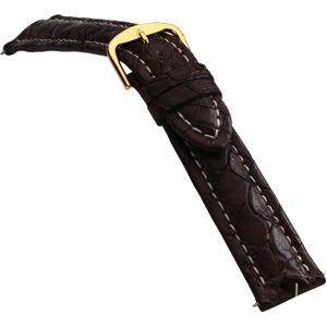 24mm Men's Regular Sport Genuine Crocodile Matte Brown Watch Strap