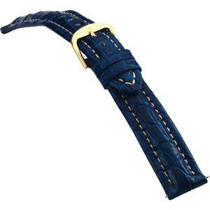 24mm Men's Regular Sport Genuine Crocodile Matte Blue Watch Strap