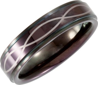 Dura Tungsten&reg; Ridged Laser Band with Black Immerse Plating