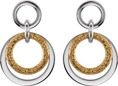 Amalfi&trade; Stainless Steel Circle Glitter Earrings with Gold Immersion Plate