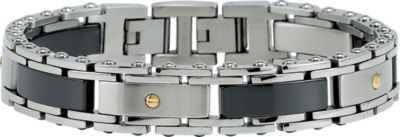 Ceramic Couture&trade; & Stainless Steel Bracelet with 14kt Yellow Screws