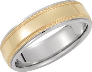 6mm Two Tone Domed Milgrain Band