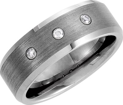 8.3mm Dura Tungsten&trade; Beveled 1/10 ct tw Diamond Band with Steel Bezel