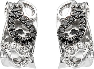 1/3 ct tw Black & White Diamond Paisley Design Earrings