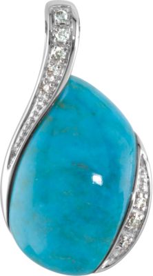 Genuine Chinese Turquoise & Diamond Pendant