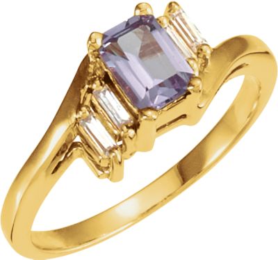Accented Ring Mounting for Emerald/Octagon Center
