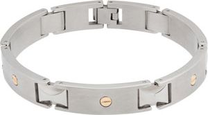 Stainless Steel Link Bracelet with 14KT Yellow Accents