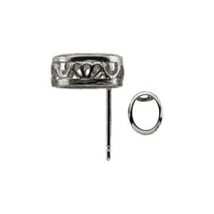 Oval Filigree Back-Set Bezel Earring with .027
