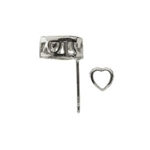 Heart Filigree Back-Set Bezel Earring with .030