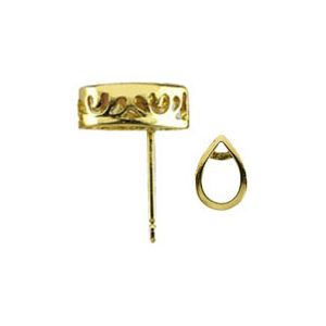 Pear Filigree Back-Set Bezel Earring with .027
