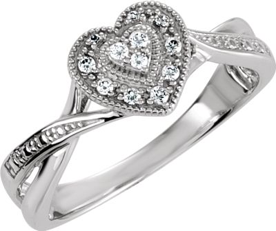 Heart Design Cubic Zirconia Ring