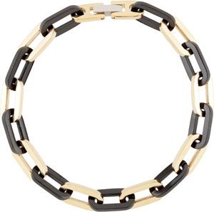 Black & Gold Immersion Plated Stainless Steel Rectangular Link Bracelet