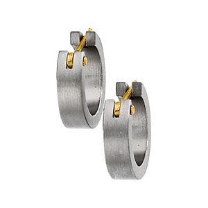 Two Tone Stainless Steel Hoop Earring