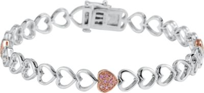 Genuine Pink Sapphire Heart Bracelet