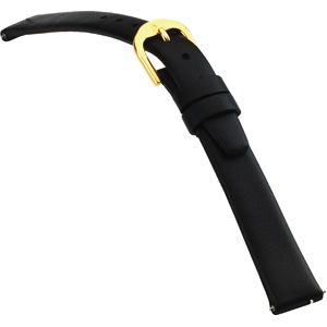 10mm Ladies Regular Genuine Flat Calf Black Watch Strap