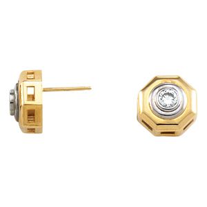 Two-Tone  Bezel-Set Solitaire Earring Mounting