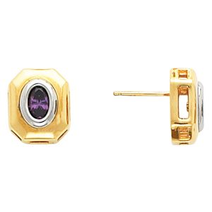 Bezel-Set Solitaire Earring Mounting for Oval Center