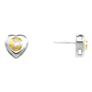 Two-Tone  Bezel-Set Solitaire Earring Mounting