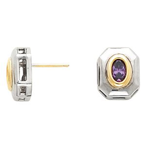 Bezel-Set Solitaire Earring Mounting for Oval Center