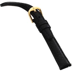 10mm Ladies Short Textured Calf Semi-Padded Black Watch Strap