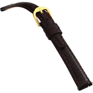 10mm Ladies Short Textured Calf Semi-Padded Brown Watch Strap